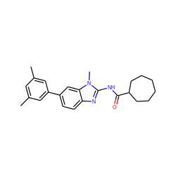 Cc1cc(C)cc(-c2ccc3nc(NC(=O)C4CCCCCC4)n(C)c3c2)c1 ZINC000095557760