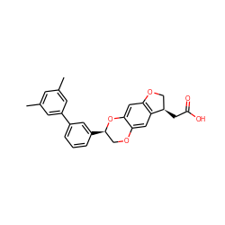 Cc1cc(C)cc(-c2cccc([C@@H]3COc4cc5c(cc4O3)OC[C@H]5CC(=O)O)c2)c1 ZINC000096269858