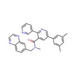 Cc1cc(C)cc(-c2cnc(-c3cccnc3)c(C(=O)N(C)Cc3ccc4nccnc4c3)c2)c1 ZINC000103234687