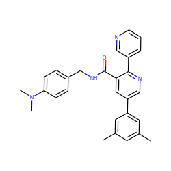 Cc1cc(C)cc(-c2cnc(-c3cccnc3)c(C(=O)NCc3ccc(N(C)C)cc3)c2)c1 ZINC000103234695