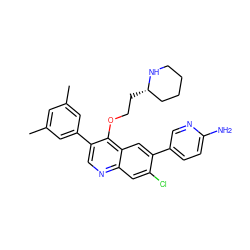 Cc1cc(C)cc(-c2cnc3cc(Cl)c(-c4ccc(N)nc4)cc3c2OCC[C@H]2CCCCN2)c1 ZINC000071296722