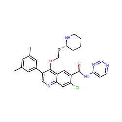 Cc1cc(C)cc(-c2cnc3cc(Cl)c(C(=O)Nc4ccncn4)cc3c2OCC[C@H]2CCCCN2)c1 ZINC000071319137