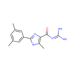 Cc1cc(C)cc(-c2nc(C(=O)N=C(N)N)c(C)[nH]2)c1 ZINC000040392905