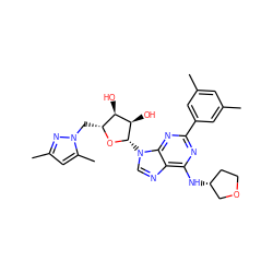 Cc1cc(C)cc(-c2nc(N[C@@H]3CCOC3)c3ncn([C@@H]4O[C@H](Cn5nc(C)cc5C)[C@@H](O)[C@H]4O)c3n2)c1 ZINC001772602409