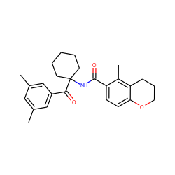 Cc1cc(C)cc(C(=O)C2(NC(=O)c3ccc4c(c3C)CCCO4)CCCCC2)c1 ZINC000103194556