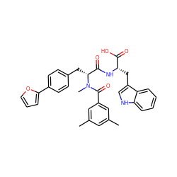 Cc1cc(C)cc(C(=O)N(C)[C@H](Cc2ccc(-c3ccco3)cc2)C(=O)N[C@@H](Cc2c[nH]c3ccccc23)C(=O)O)c1 ZINC000026293788