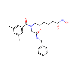 Cc1cc(C)cc(C(=O)N(CCCCCC(=O)NO)CC(=O)NCc2ccccc2)c1 ZINC001772653999