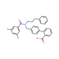 Cc1cc(C)cc(C(=O)N(CCCc2ccccc2)Cc2ccc(-c3ccccc3C(=O)O)cc2)c1 ZINC000114429950