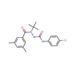 Cc1cc(C)cc(C(=O)N(NC(=O)Nc2ccc(Cl)cc2)C(C)(C)C)c1 ZINC000000641087