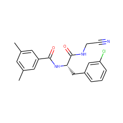 Cc1cc(C)cc(C(=O)N[C@@H](Cc2cccc(Cl)c2)C(=O)NCC#N)c1 ZINC000043120906