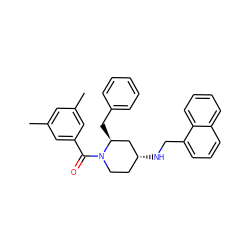 Cc1cc(C)cc(C(=O)N2CC[C@@H](NCc3cccc4ccccc34)C[C@@H]2Cc2ccccc2)c1 ZINC000028396320