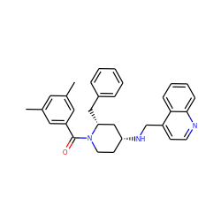 Cc1cc(C)cc(C(=O)N2CC[C@@H](NCc3ccnc4ccccc34)C[C@H]2Cc2ccccc2)c1 ZINC000027104500