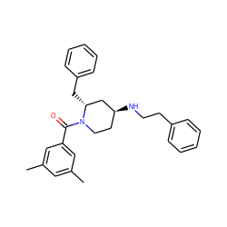 Cc1cc(C)cc(C(=O)N2CC[C@H](NCCc3ccccc3)C[C@H]2Cc2ccccc2)c1 ZINC000013781115