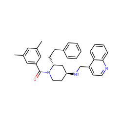 Cc1cc(C)cc(C(=O)N2CC[C@H](NCc3ccnc4ccccc34)C[C@H]2CCc2ccccc2)c1 ZINC000026833330