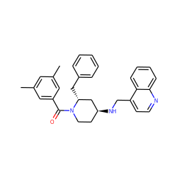 Cc1cc(C)cc(C(=O)N2CC[C@H](NCc3ccnc4ccccc34)C[C@H]2Cc2ccccc2)c1 ZINC000003806113