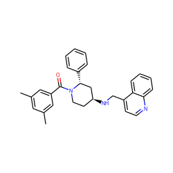 Cc1cc(C)cc(C(=O)N2CC[C@H](NCc3ccnc4ccccc34)C[C@H]2c2ccccc2)c1 ZINC000013781118