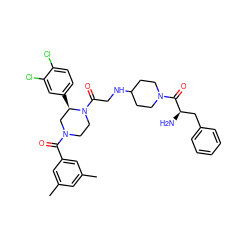 Cc1cc(C)cc(C(=O)N2CCN(C(=O)CNC3CCN(C(=O)[C@H](N)Cc4ccccc4)CC3)[C@H](c3ccc(Cl)c(Cl)c3)C2)c1 ZINC000026849991