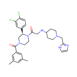 Cc1cc(C)cc(C(=O)N2CCN(C(=O)CNC3CCN(Cc4ncc[nH]4)CC3)[C@H](c3ccc(Cl)c(Cl)c3)C2)c1 ZINC000026851722