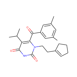 Cc1cc(C)cc(C(=O)c2c(C(C)C)c(=O)[nH]c(=O)n2CCC2=CCCC2)c1 ZINC000043077402