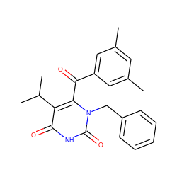 Cc1cc(C)cc(C(=O)c2c(C(C)C)c(=O)[nH]c(=O)n2Cc2ccccc2)c1 ZINC000033819864