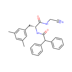 Cc1cc(C)cc(C[C@@H](NC(=O)C(c2ccccc2)c2ccccc2)C(=O)NCC#N)c1 ZINC000013470932