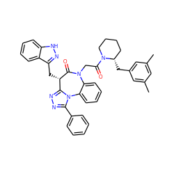 Cc1cc(C)cc(C[C@H]2CCCCN2C(=O)CN2C(=O)[C@@H](Cc3n[nH]c4ccccc34)c3nnc(-c4ccccc4)n3-c3ccccc32)c1 ZINC000068207468