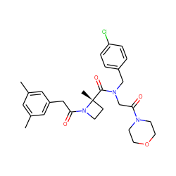 Cc1cc(C)cc(CC(=O)N2CC[C@@]2(C)C(=O)N(CC(=O)N2CCOCC2)Cc2ccc(Cl)cc2)c1 ZINC000149194728