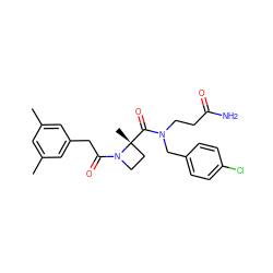 Cc1cc(C)cc(CC(=O)N2CC[C@@]2(C)C(=O)N(CCC(N)=O)Cc2ccc(Cl)cc2)c1 ZINC000205413303