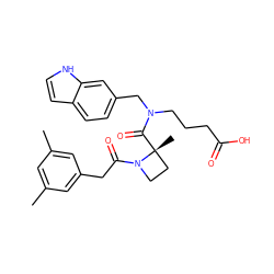 Cc1cc(C)cc(CC(=O)N2CC[C@@]2(C)C(=O)N(CCCC(=O)O)Cc2ccc3cc[nH]c3c2)c1 ZINC000205117773