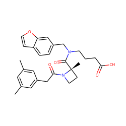 Cc1cc(C)cc(CC(=O)N2CC[C@@]2(C)C(=O)N(CCCC(=O)O)Cc2ccc3ccoc3c2)c1 ZINC000204980938