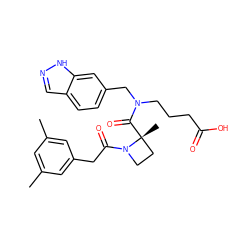 Cc1cc(C)cc(CC(=O)N2CC[C@@]2(C)C(=O)N(CCCC(=O)O)Cc2ccc3cn[nH]c3c2)c1 ZINC000205184155