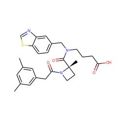 Cc1cc(C)cc(CC(=O)N2CC[C@@]2(C)C(=O)N(CCCC(=O)O)Cc2ccc3scnc3c2)c1 ZINC000205004732