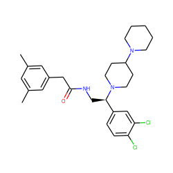 Cc1cc(C)cc(CC(=O)NC[C@H](c2ccc(Cl)c(Cl)c2)N2CCC(N3CCCCC3)CC2)c1 ZINC000013835139