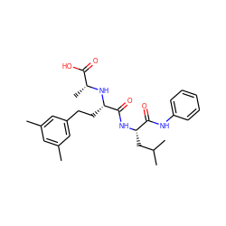 Cc1cc(C)cc(CC[C@H](N[C@H](C)C(=O)O)C(=O)N[C@@H](CC(C)C)C(=O)Nc2ccccc2)c1 ZINC000026495038