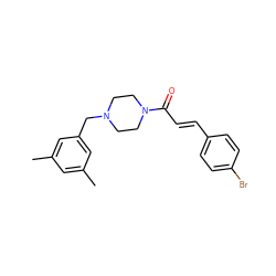 Cc1cc(C)cc(CN2CCN(C(=O)/C=C/c3ccc(Br)cc3)CC2)c1 ZINC000215283705