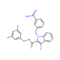 Cc1cc(C)cc(CNC(=O)c2c(Br)c3ccccc3n2Cc2cccc(C(=N)N)c2)c1 ZINC000003831865