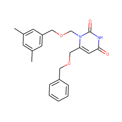 Cc1cc(C)cc(COCn2c(COCc3ccccc3)cc(=O)[nH]c2=O)c1 ZINC000653843968