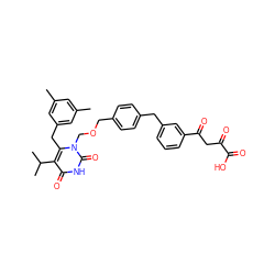 Cc1cc(C)cc(Cc2c(C(C)C)c(=O)[nH]c(=O)n2COCc2ccc(Cc3cccc(C(=O)CC(=O)C(=O)O)c3)cc2)c1 ZINC000102078604