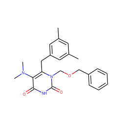 Cc1cc(C)cc(Cc2c(N(C)C)c(=O)[nH]c(=O)n2COCc2ccccc2)c1 ZINC000084724302