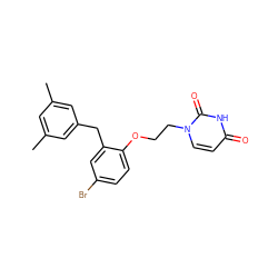 Cc1cc(C)cc(Cc2cc(Br)ccc2OCCn2ccc(=O)[nH]c2=O)c1 ZINC000072127555