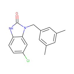 Cc1cc(C)cc(Cn2c(=O)[nH]c3ccc(Cl)cc32)c1 ZINC000028822292