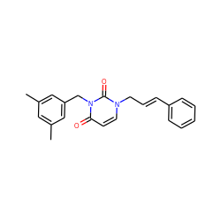 Cc1cc(C)cc(Cn2c(=O)ccn(C/C=C/c3ccccc3)c2=O)c1 ZINC000095588740