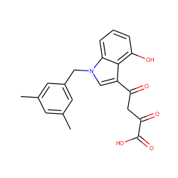 Cc1cc(C)cc(Cn2cc(C(=O)CC(=O)C(=O)O)c3c(O)cccc32)c1 ZINC000102397572