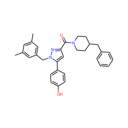 Cc1cc(C)cc(Cn2nc(C(=O)N3CCC(Cc4ccccc4)CC3)cc2-c2ccc(O)cc2)c1 ZINC001772604313