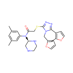 Cc1cc(C)cc(N(C(=O)CSc2nnc(-c3ccoc3C)n2Cc2ccco2)[C@@H]2CNCCN2)c1 ZINC000064528534