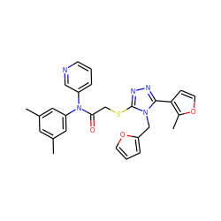 Cc1cc(C)cc(N(C(=O)CSc2nnc(-c3ccoc3C)n2Cc2ccco2)c2cccnc2)c1 ZINC000064526828