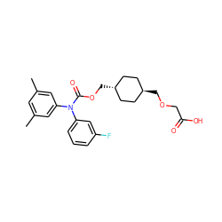 Cc1cc(C)cc(N(C(=O)OC[C@H]2CC[C@H](COCC(=O)O)CC2)c2cccc(F)c2)c1 ZINC001772607079