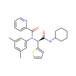 Cc1cc(C)cc(N(C(=O)c2ccccn2)[C@@H](C(=O)NC2CCCCC2)c2cccs2)c1 ZINC000001339016