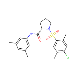 Cc1cc(C)cc(NC(=O)[C@@H]2CCCN2S(=O)(=O)c2cc(C)c(Cl)cc2C)c1 ZINC000261106411