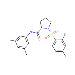 Cc1cc(C)cc(NC(=O)[C@@H]2CCCN2S(=O)(=O)c2ccc(C)cc2Br)c1 ZINC000261184792